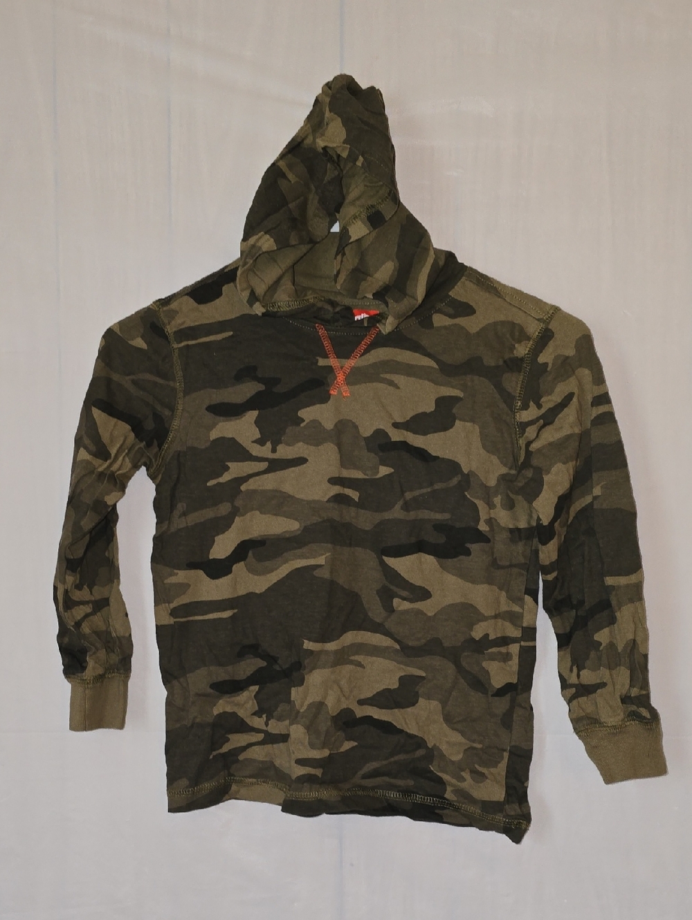 Wrangler Kids Camouflage Hooded Long Sleeve Tee - Olive Green & Dark Green